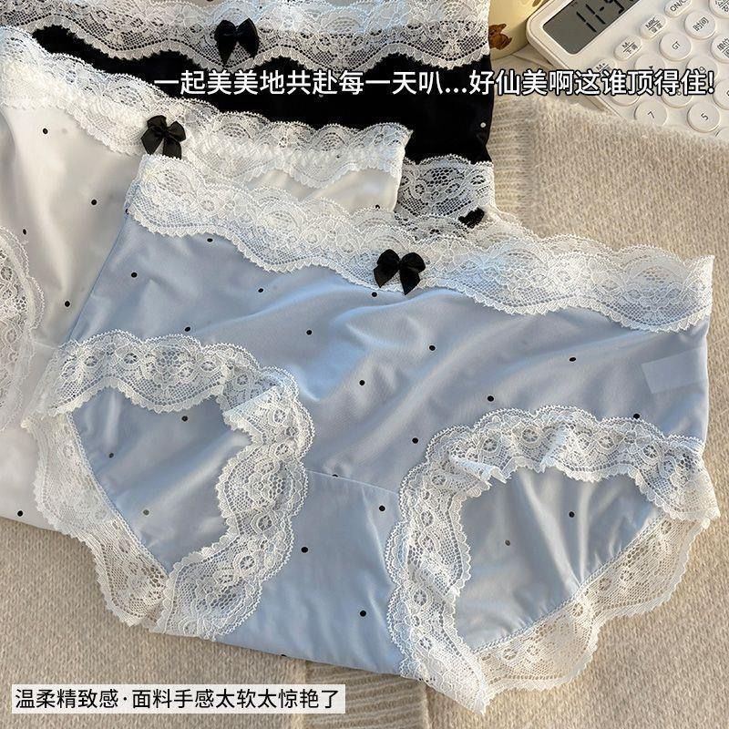 Lace ice silk underpants for women, seamless mid-waist, hip-lifting, 10A antibacterial pure cotton fabric, comfortable, skin-friendly and breathable, teenage triangle pants Application Scenario