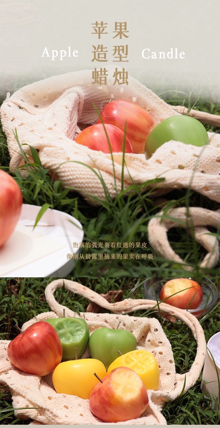 Fruit ornaments, hand-painted apple-shaped scented candles, bite into a bite of fruit, high-end creative festival gifts detail image 13
