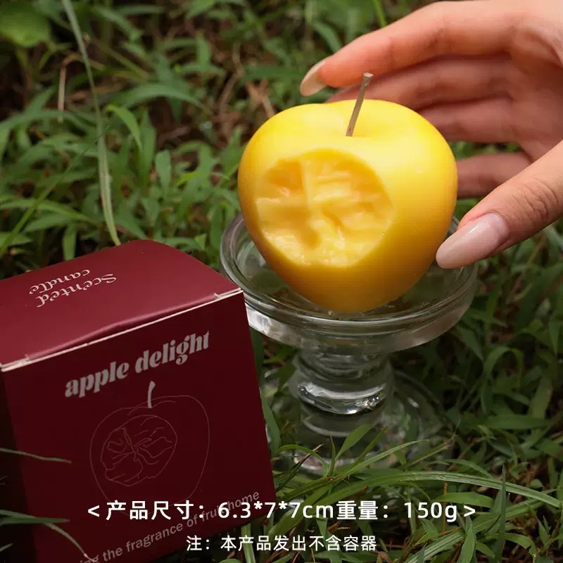 Fruit ornaments, hand-painted apple-shaped scented candles, bite into a bite of fruit, high-end creative festival gifts detail image 4