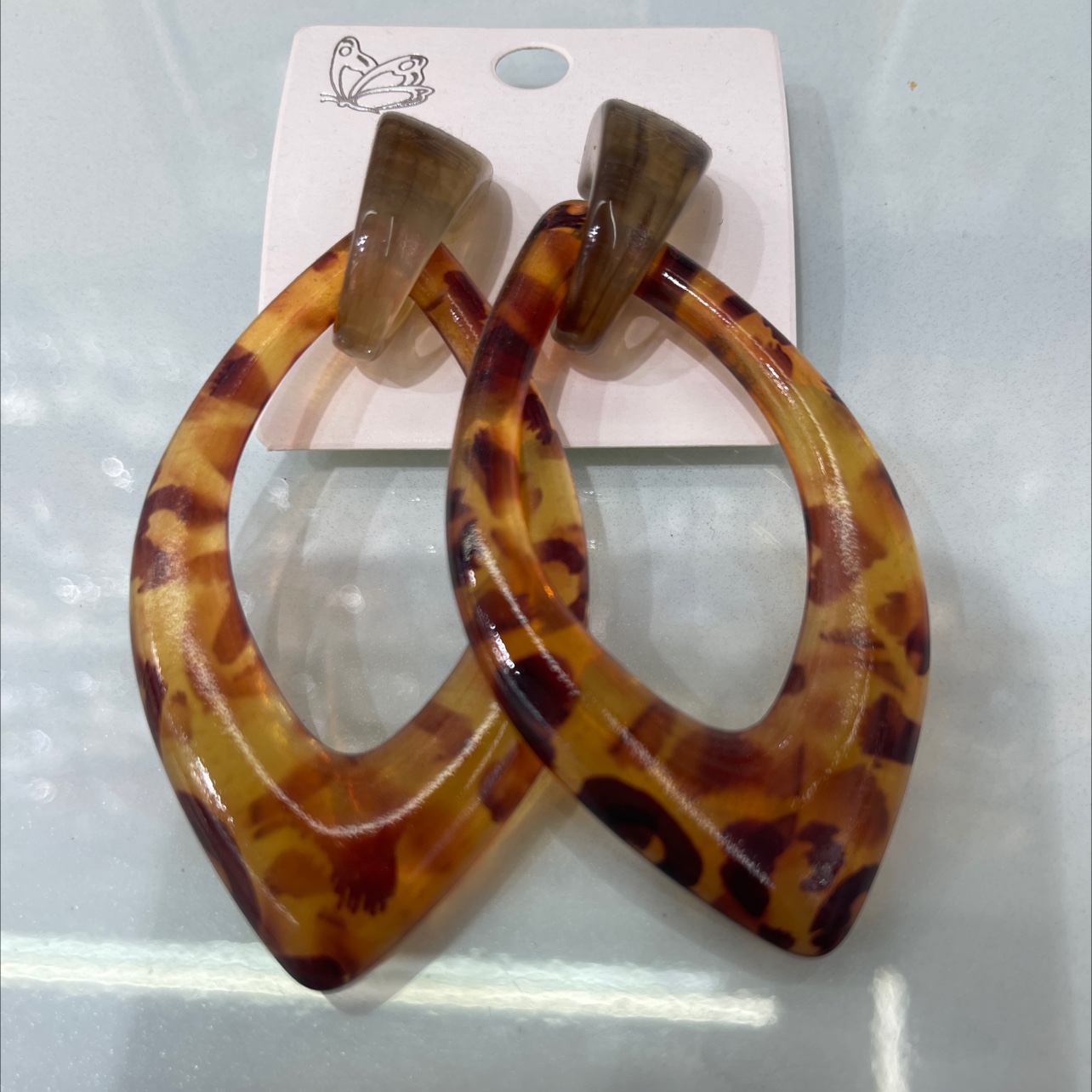 树脂耳环、豹纹耳环、狂野西部、欧美时尚潮流、休闲印花耳环