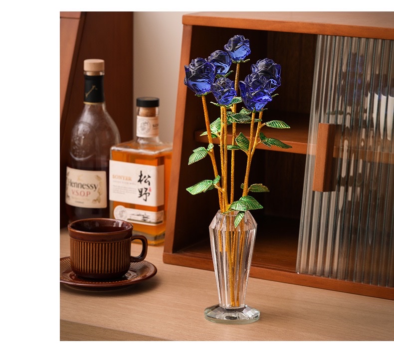 Crystal glass handicrafts, rose ornaments, crystal Specification image