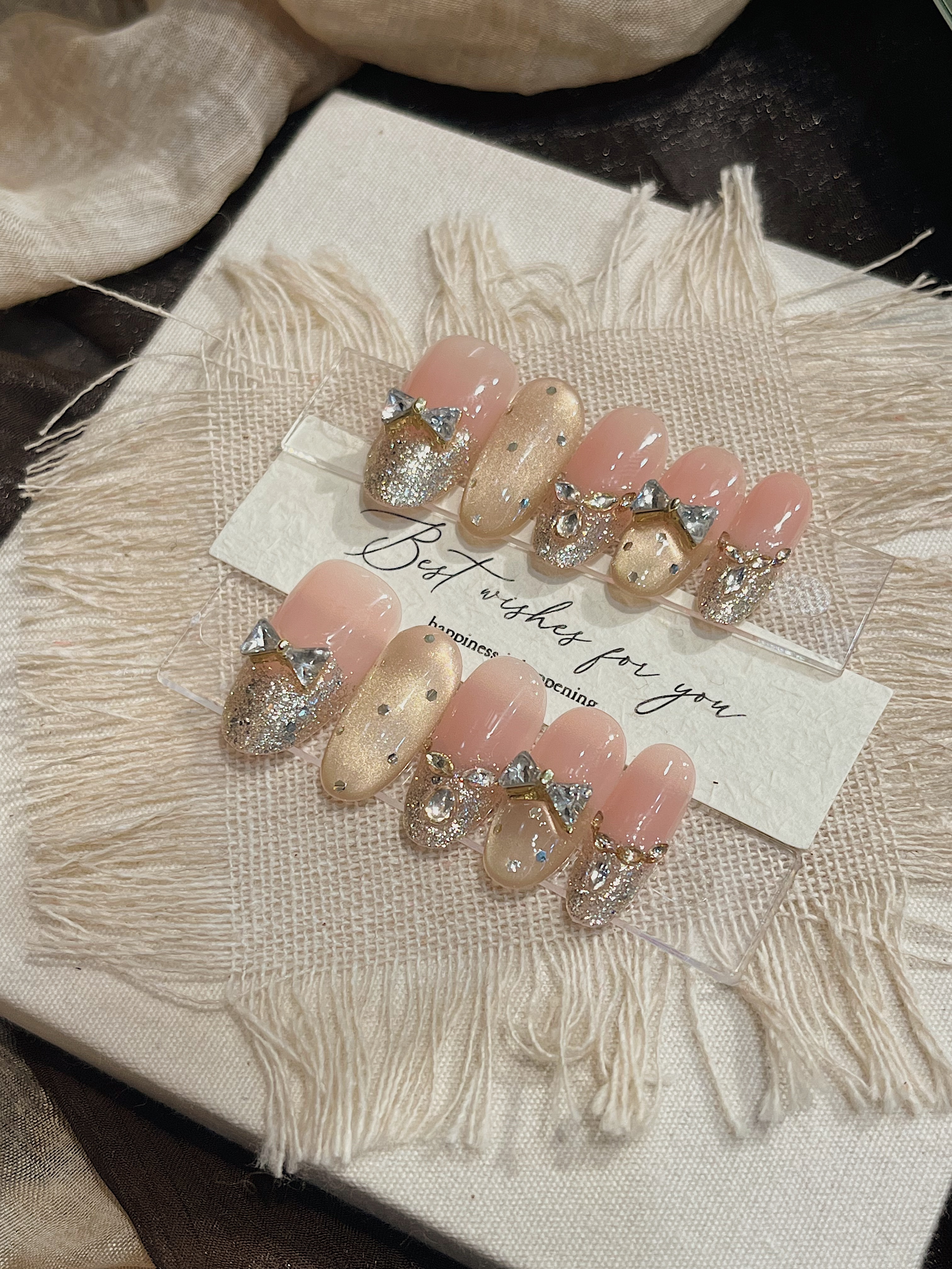 JL Glitter Gentle Style Pure handcrafted wearing armor French bow and small diamond gentle ins Whitening wearing armor Item Picture