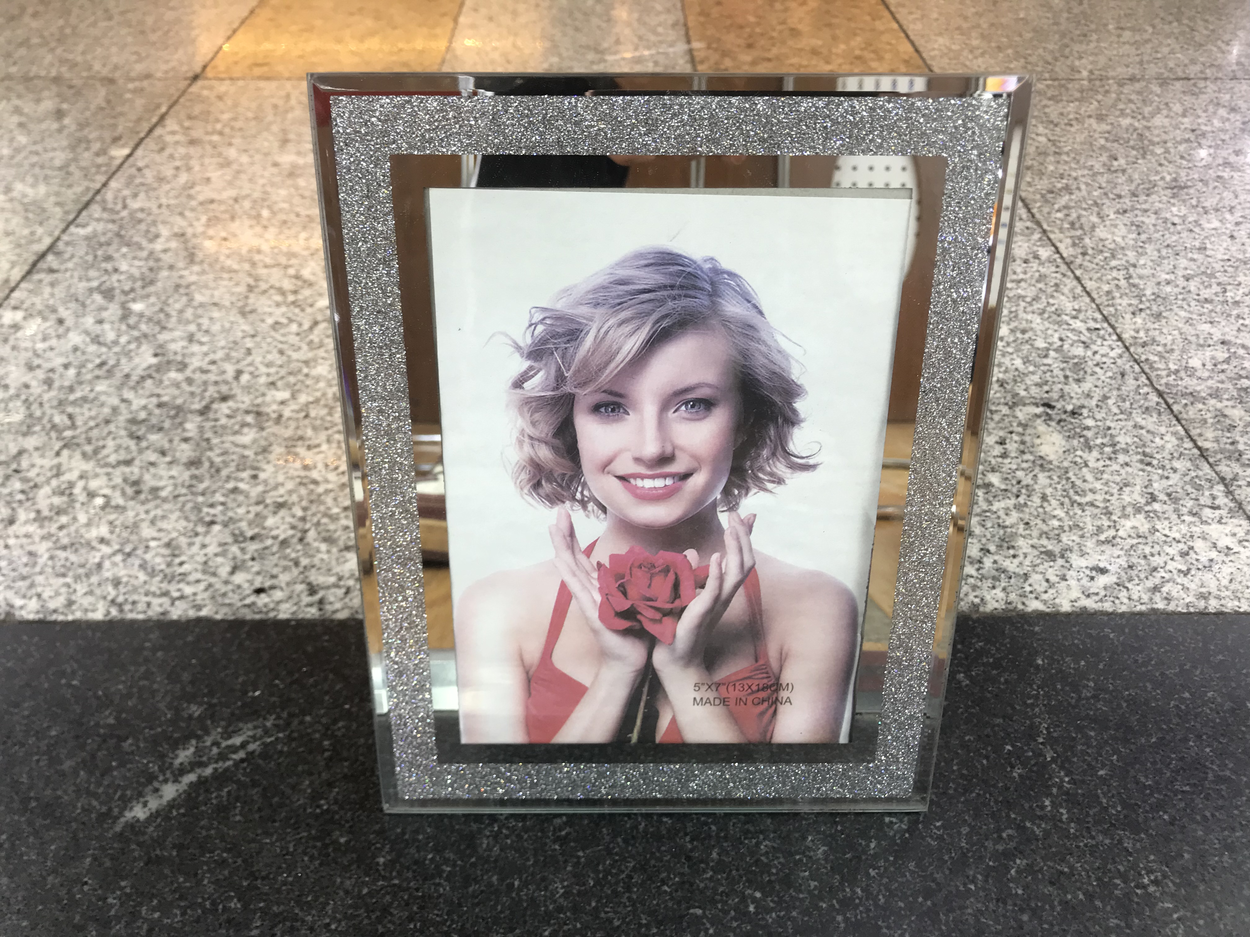 水晶摆台，玻璃相框，银粉，印粉