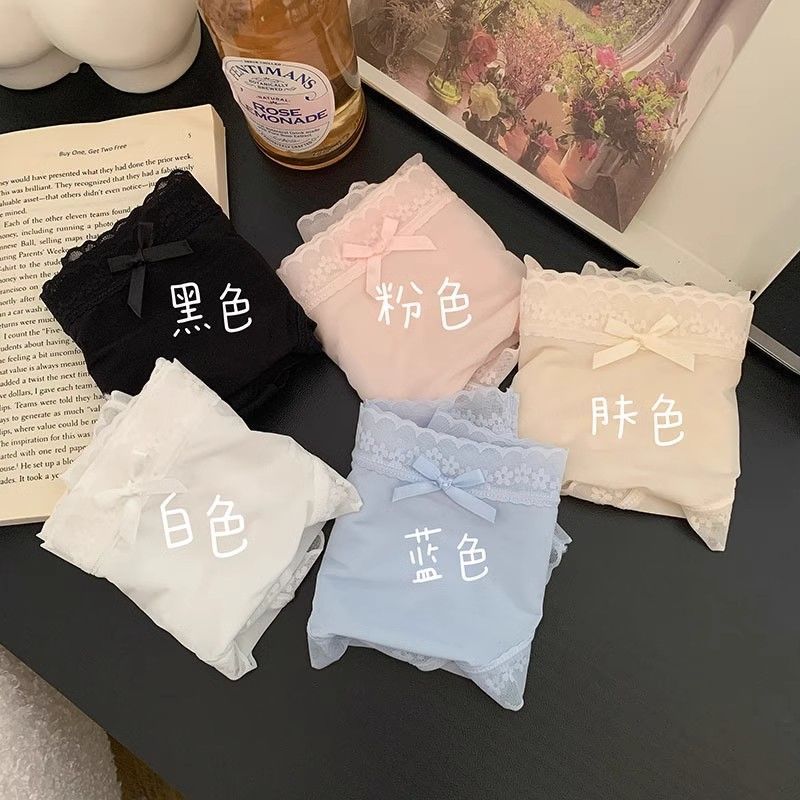 Pure Desire Cream [Pippi Mask Pants] Solid Color Sexy ice silk underwear Women's mid-waist comfortable thin detail image 8