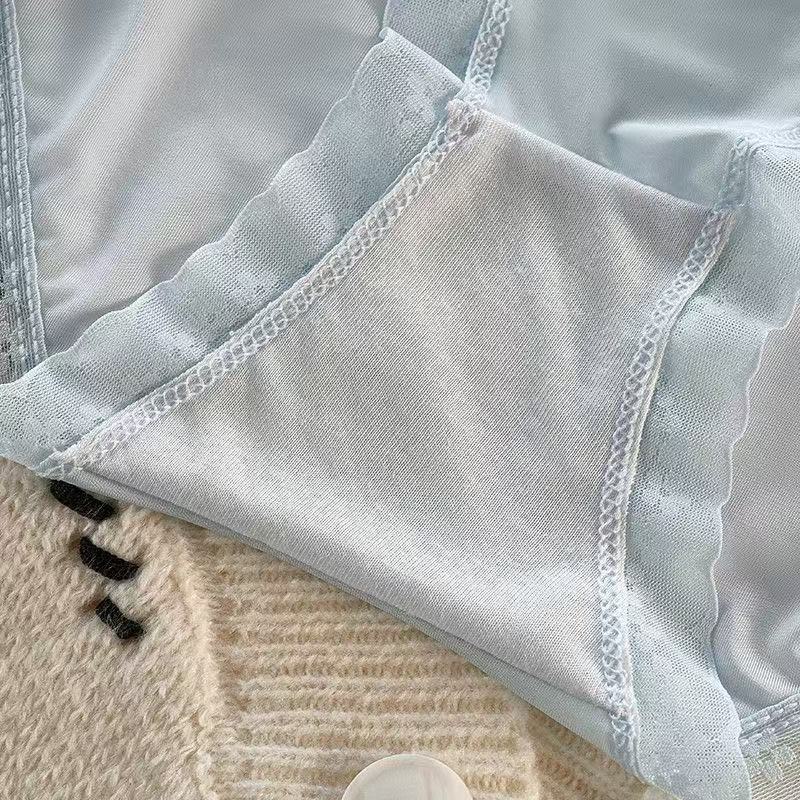 Pure Desire Cream [Pippi Mask Pants] Solid Color Sexy ice silk underwear Women's mid-waist comfortable thin detail image 16