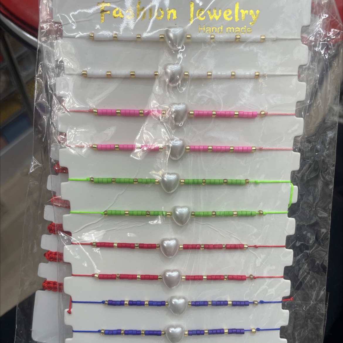 手工编织 跨境货源米珠手工塑料珍珠桃心手链批发手链手链手链