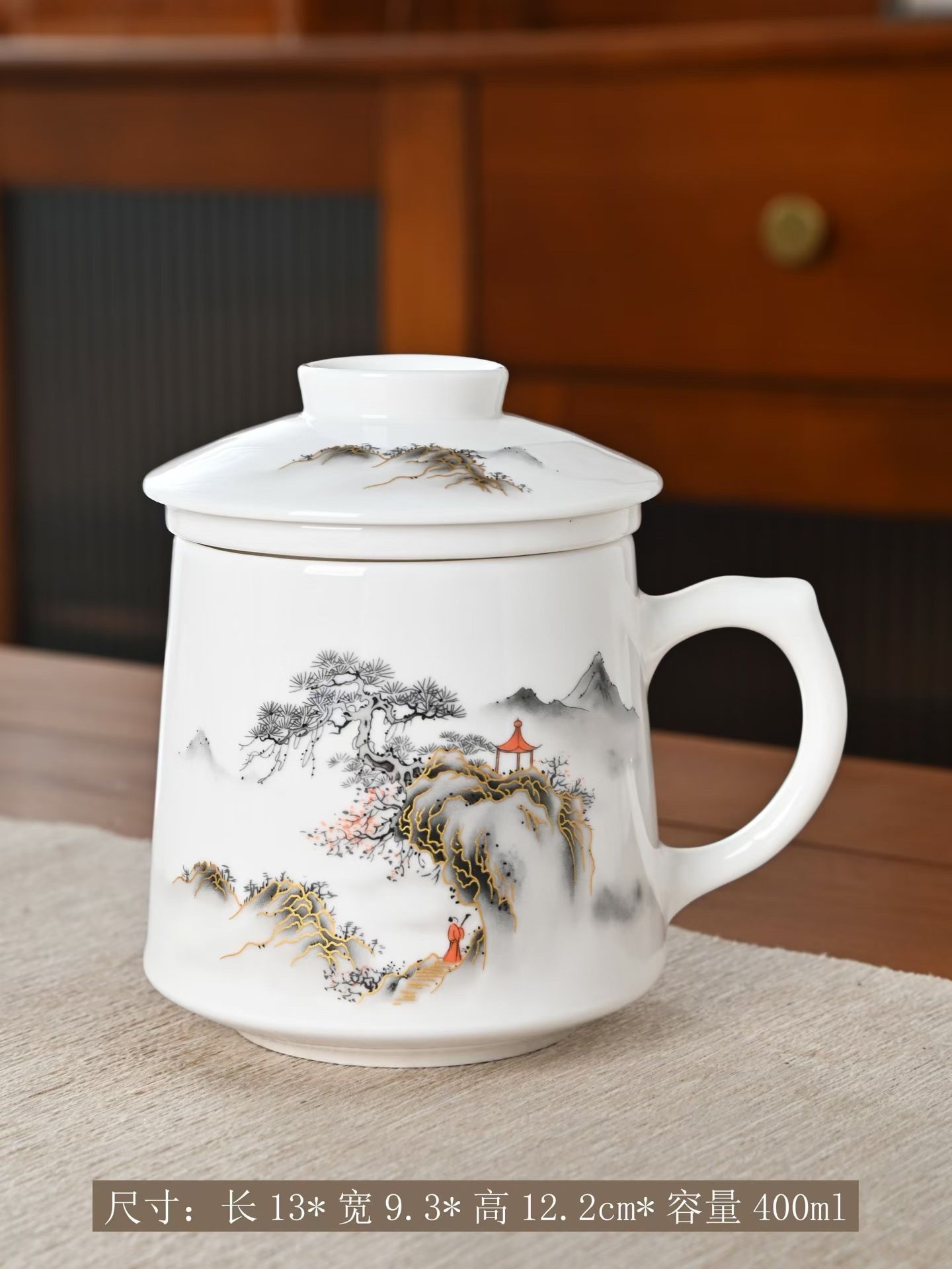 羊脂玉瓷陶瓷马克杯个人专用办公室茶杯带盖德化白瓷水杯定制logo详情图5