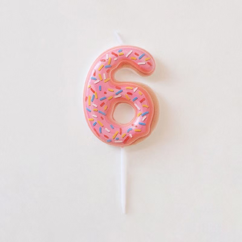 韩国ins风饼干，奶油巧克力甜甜圈图案，数字蜡烛生日派对生日用品派对蜡烛，派对用品6cm尺寸详情图5