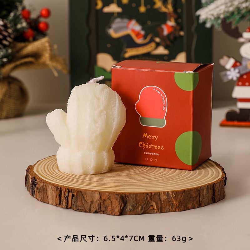 圣诞节手套香薰蜡烛批发香氛伴手礼创意毛线造型礼品礼盒蜡烛香薰蜡圣诞派对蜡烛细节图