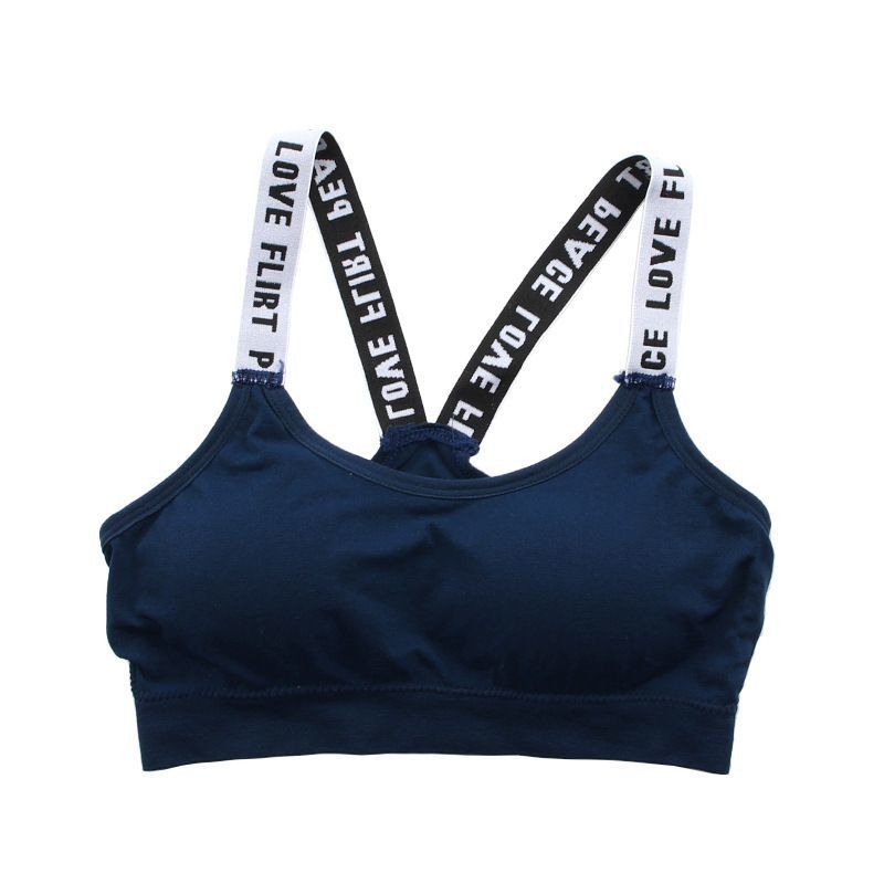 Thin girls' bra without underwire, student sports vest, English letter strappy around the chest, women's summer sports vest bra undefined