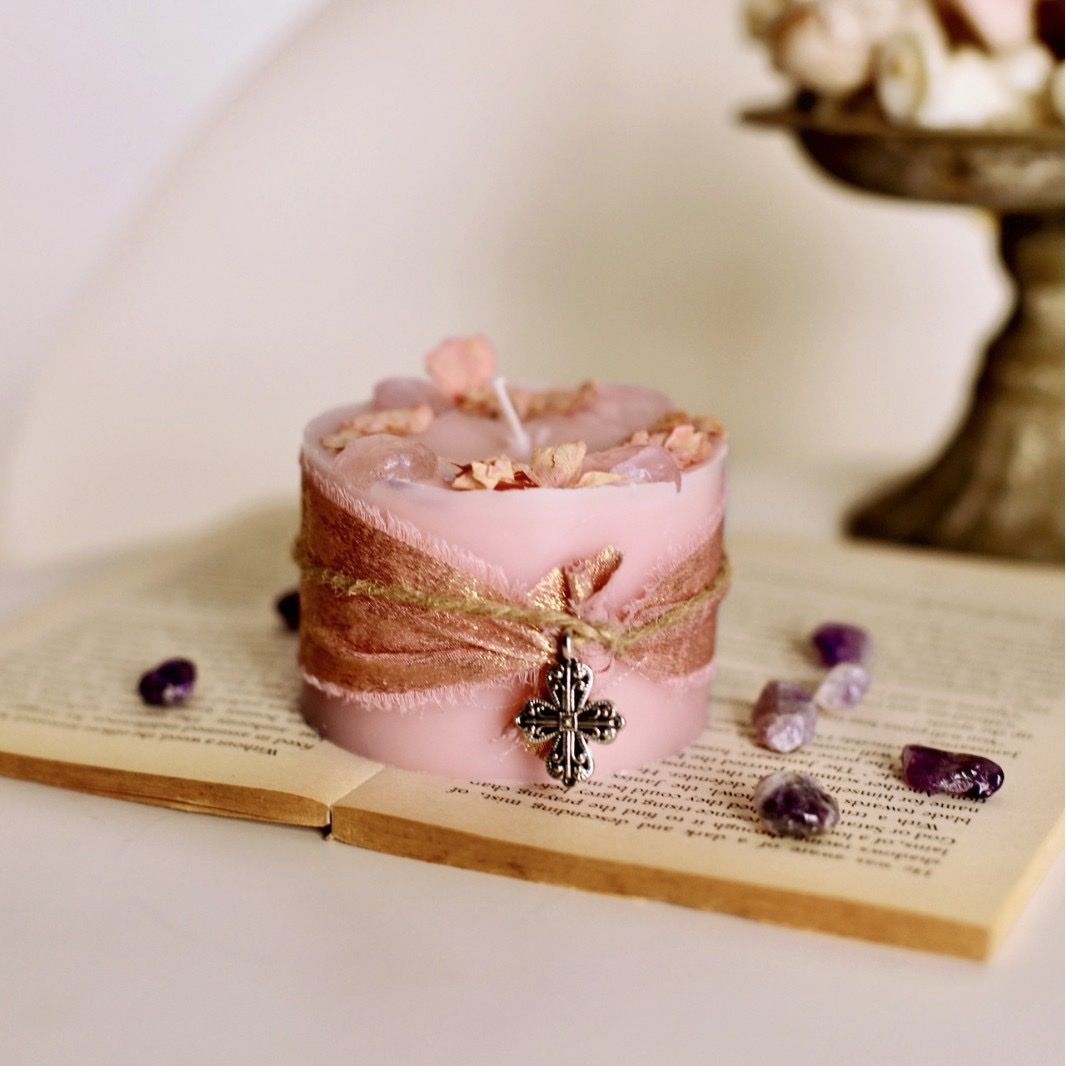 Retro energy crystal column-shaped scented candles, handcrafted decorative creative gifts, cross-border wholesale scented candles, party candles details Picture