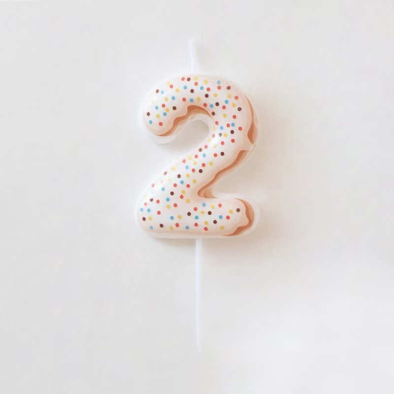 韩国ins风饼干，奶油巧克力甜甜圈图案，数字蜡烛生日派对生日用品派对蜡烛，派对用品6cm尺寸详情图9