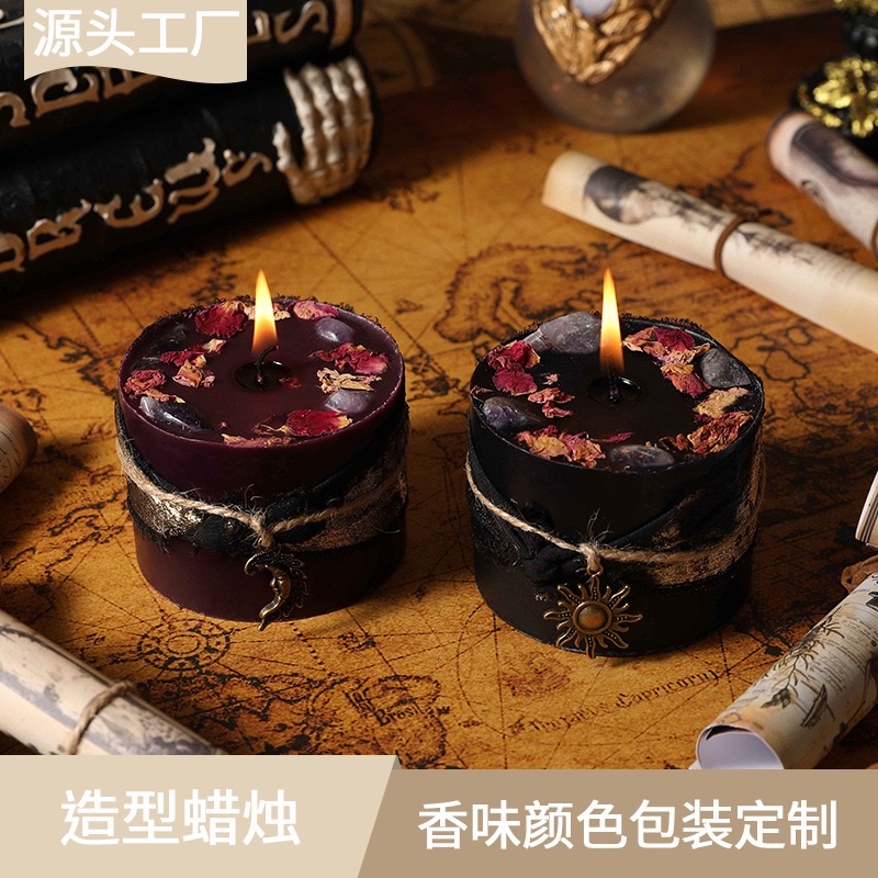 复古能量水晶柱装饰造型香薰蜡烛手工装饰创意礼物礼品跨境批发香薰蜡烛