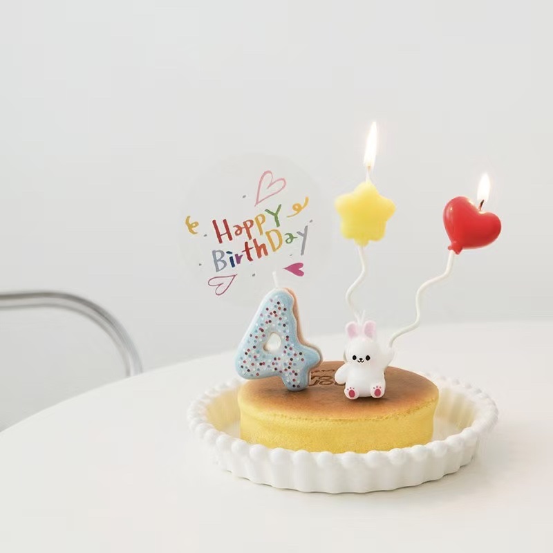 韩国ins风饼干，奶油巧克力甜甜圈图案，数字蜡烛生日派对生日用品派对蜡烛，派对用品6cm尺寸产品图