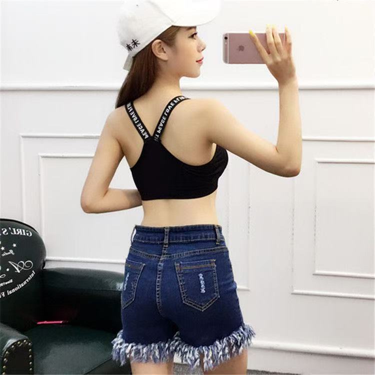 Thin girls' bra without underwire, student sports vest, English letter strappy around the chest, women's summer sports vest bra undefined