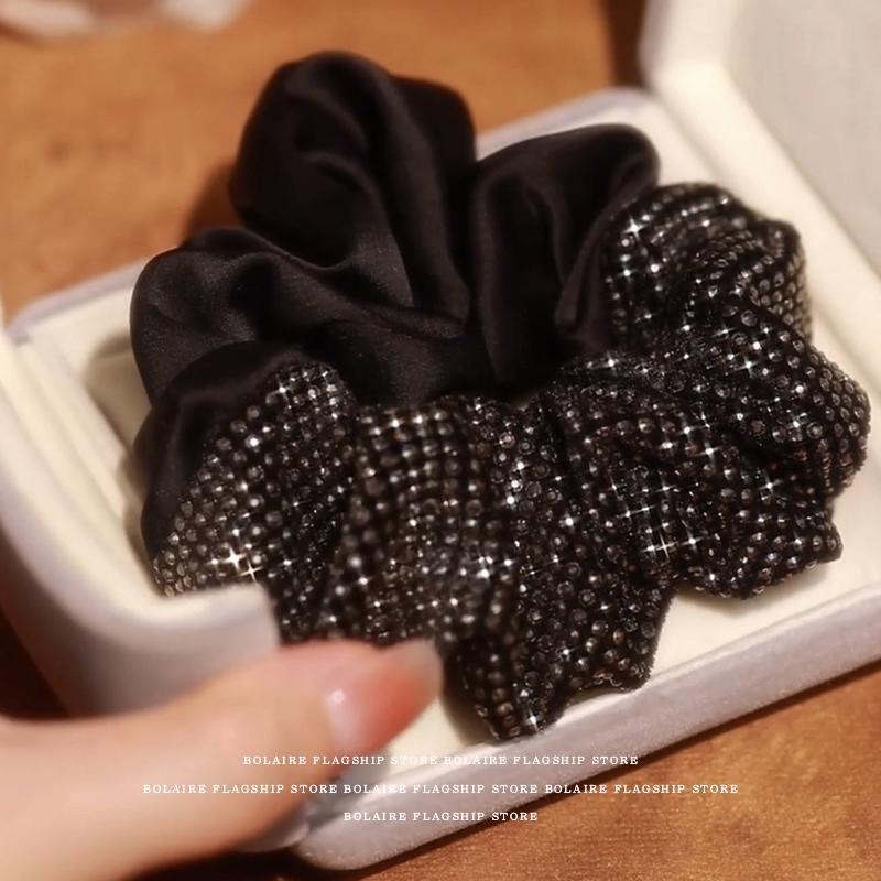 Elegant water diamond large intestine hair band, Korean-style high-end hair band for women, 2025 new style hair tie, rubber band, bun hair band, hair accessory, hair band, large intestine hair band Item Picture