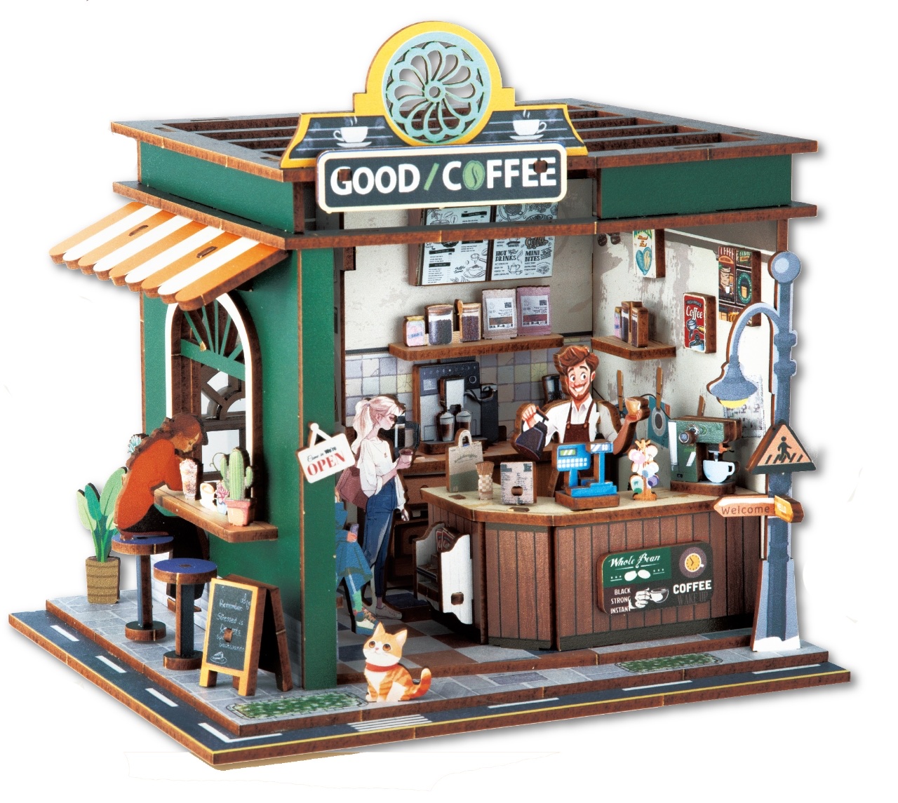 木质立体拼图 木质解压玩具 木质街景 益智玩具玩具儿童拼接卡通玩具儿童拼接卡通