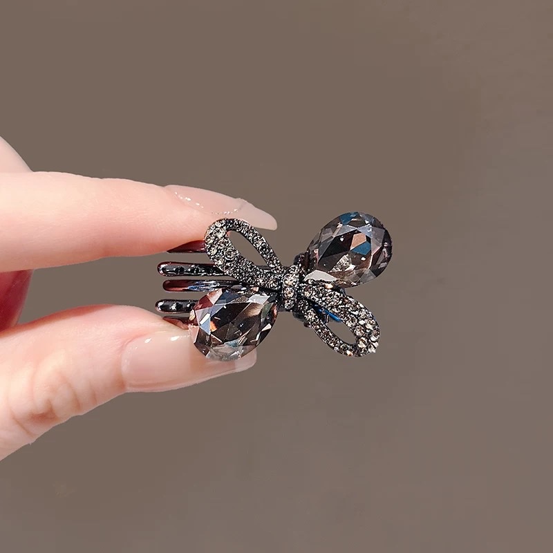 甜美高级感靓丽水钻侧边夹镂空蝴蝶结额前碎发刘海鸭嘴夹发卡发夹发夹鸭嘴夹