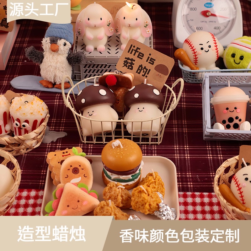 Simulated vegetable and fruit series, funny shaped ornaments, handmade sushi gift boxes, birthday gifts, creative candles wholesale, scented candles, party candles details Picture