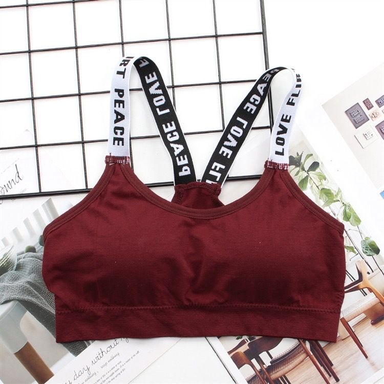 Thin girls' bra without underwire, student sports vest, English letter strappy around the chest, women's summer sports vest bra Item Picture