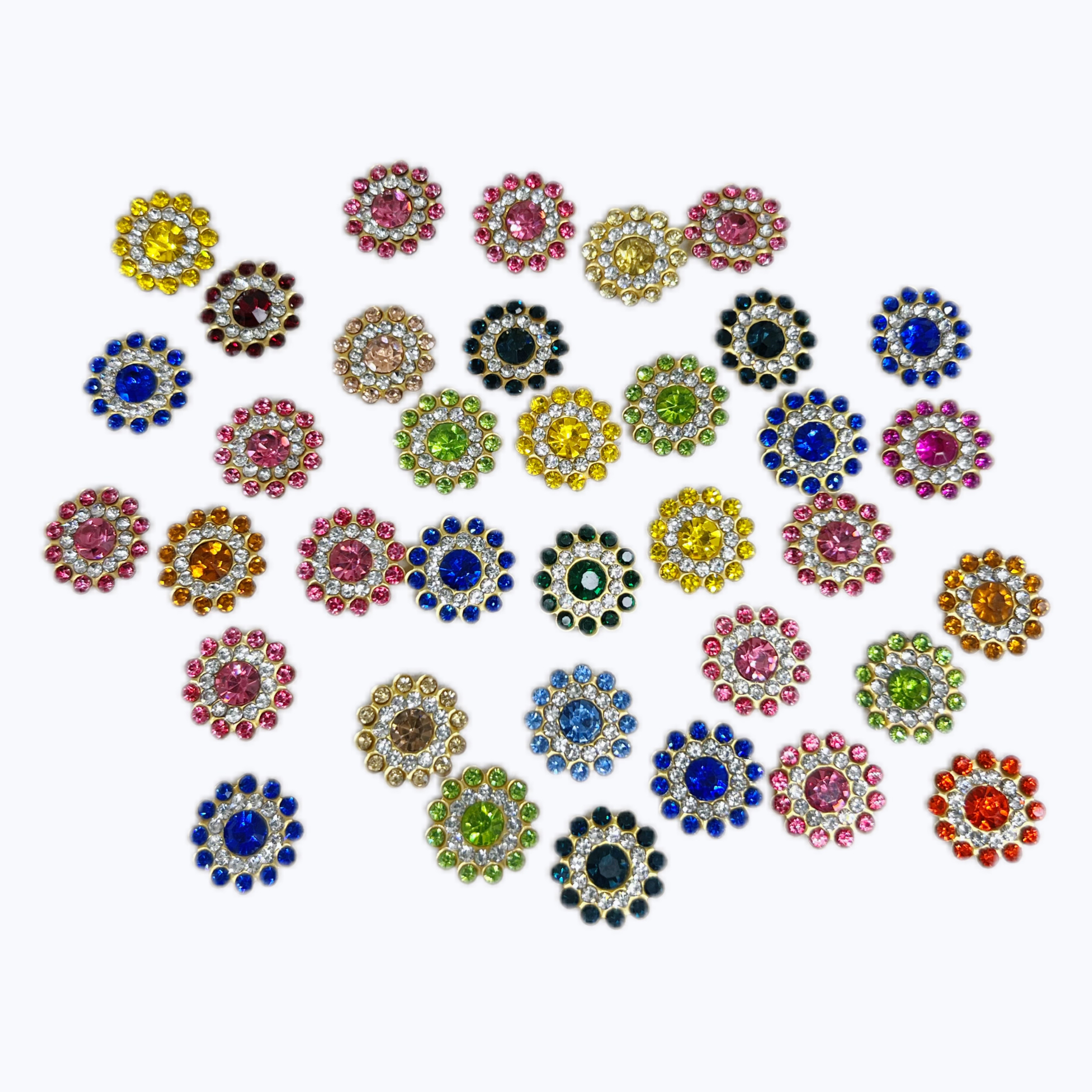 DIY round sunflower double-layer diamond edge, water diamond, flower plate diamond, hand-sewn diamond, clothing accessory materials diydiy Item Picture