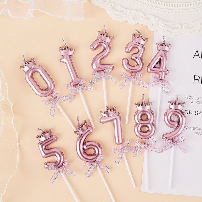 Party candle bow digital candles, cake supplies, candle party supplies, champagne color, silver rose, goddess girl, boy birthday party decoration supplies, decoration plugins detail image 2