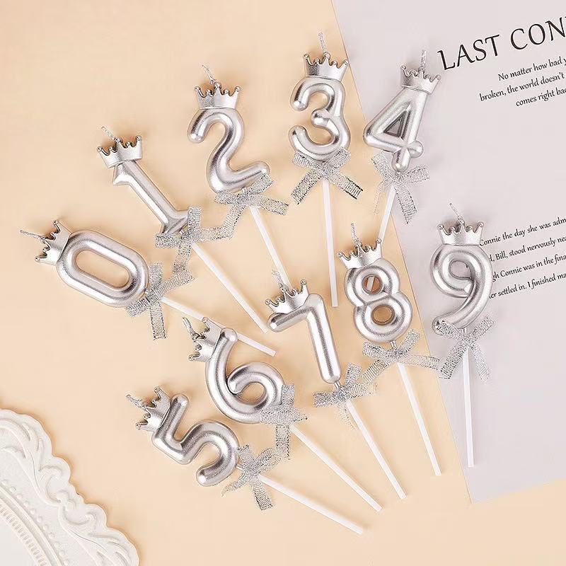 Party candle bow digital candles, cake supplies, candle party supplies, champagne color, silver rose, goddess girl, boy birthday party decoration supplies, decoration plugins Specification image