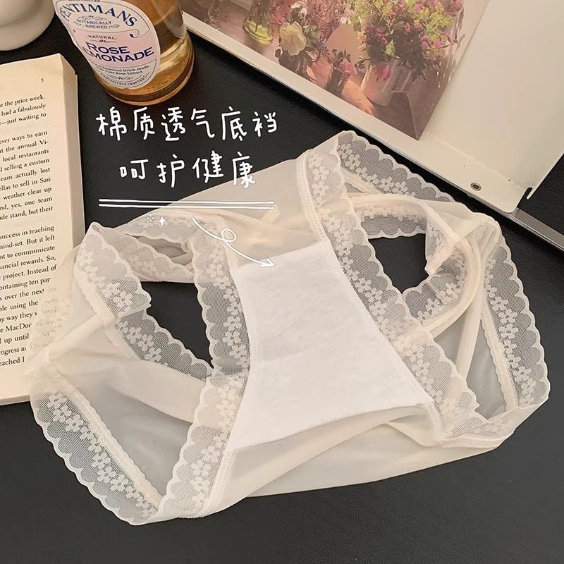 Pure Desire Cream [Pippi Mask Pants] Solid Color Sexy ice silk underwear Women's mid-waist comfortable thin detail image 7