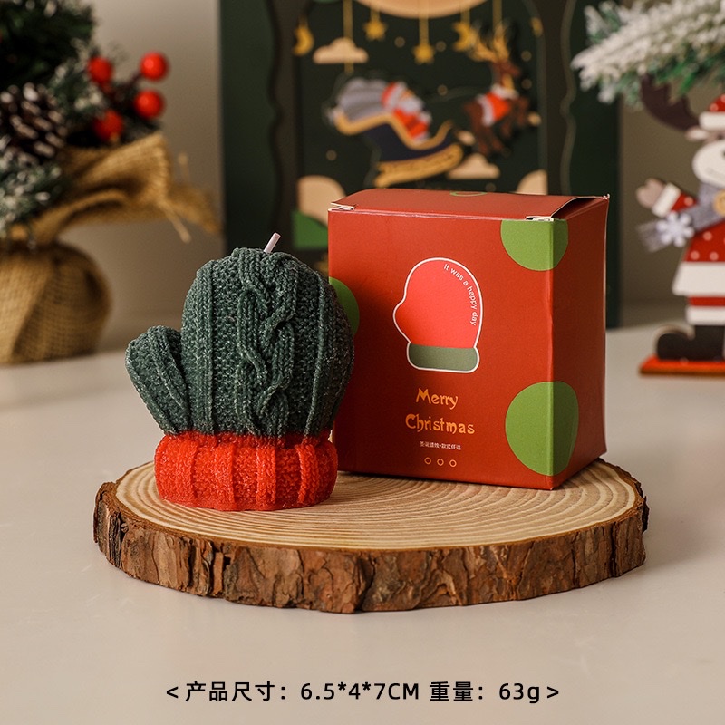 圣诞节手套香薰蜡烛批发香氛伴手礼创意毛线造型礼品礼盒蜡烛香薰蜡圣诞派对蜡烛