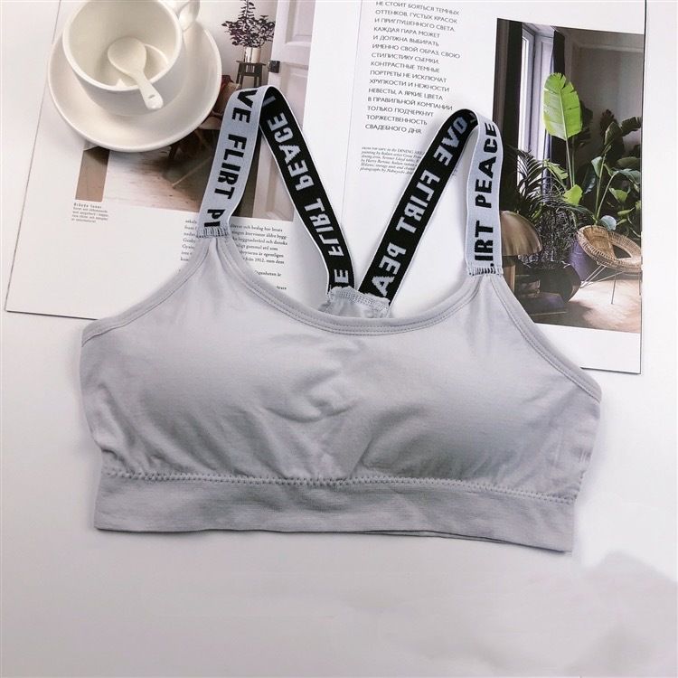 Thin girls' bra without underwire, student sports vest, English letter strappy around the chest, women's summer sports vest bra undefined