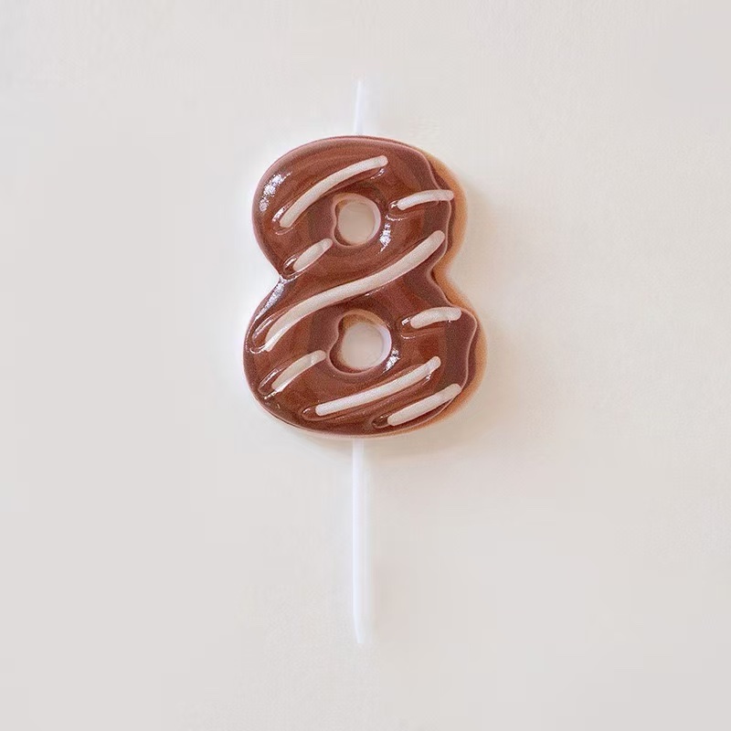 韩国ins风饼干，奶油巧克力甜甜圈图案，数字蜡烛生日派对生日用品派对蜡烛，派对用品6cm尺寸详情图4