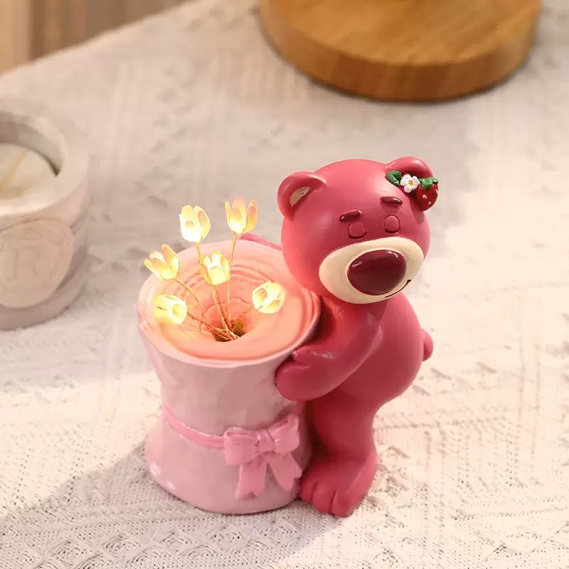 Creative and cute strawberry bear tulip night light birthday gift, warm atmosphere light birthday atmosphere light gift Specification image