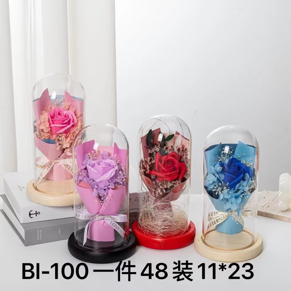 北欧ins风干花玻璃罩摆件 创意女朋友闺蜜生日礼物花店房间装饰品详情图2