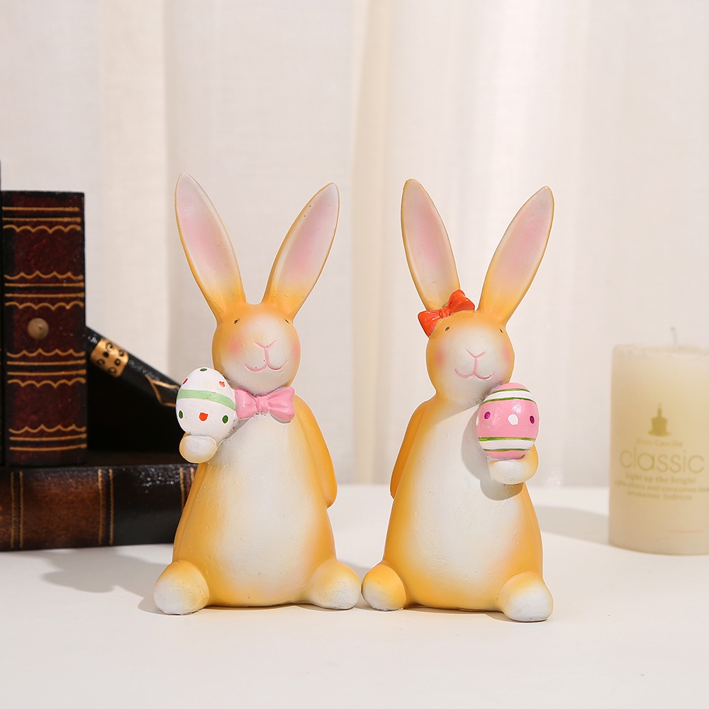 Cross-border European and American style holiday gift decorations, Easter cute rabbit home decorations, resin creative 100 pieces of home furnishings Item Picture