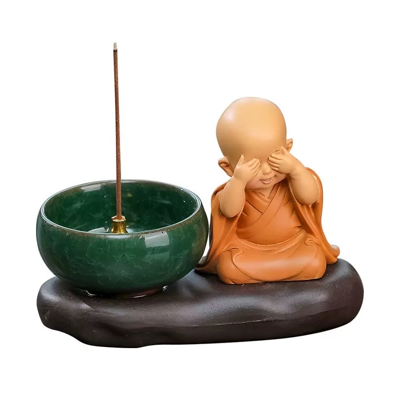 Zen Huineng Little Monk Home decoration items, desktop ornaments, sandalwood incense, incense burner, incense coil, incense stick, incense burner set, incense stick accessories, incense burner, long-lasting fragrance, rich aroma, fragrance products, incense burner, incense burner, incense Item Picture