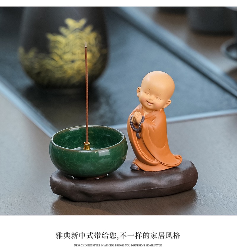 Zen Huineng Little Monk Home decoration items, desktop ornaments, sandalwood incense, incense burner, incense coil, incense stick, incense burner set, incense stick accessories, incense burner, long-lasting fragrance, rich aroma, fragrance products, incense burner, incense burner, incense detail image 6