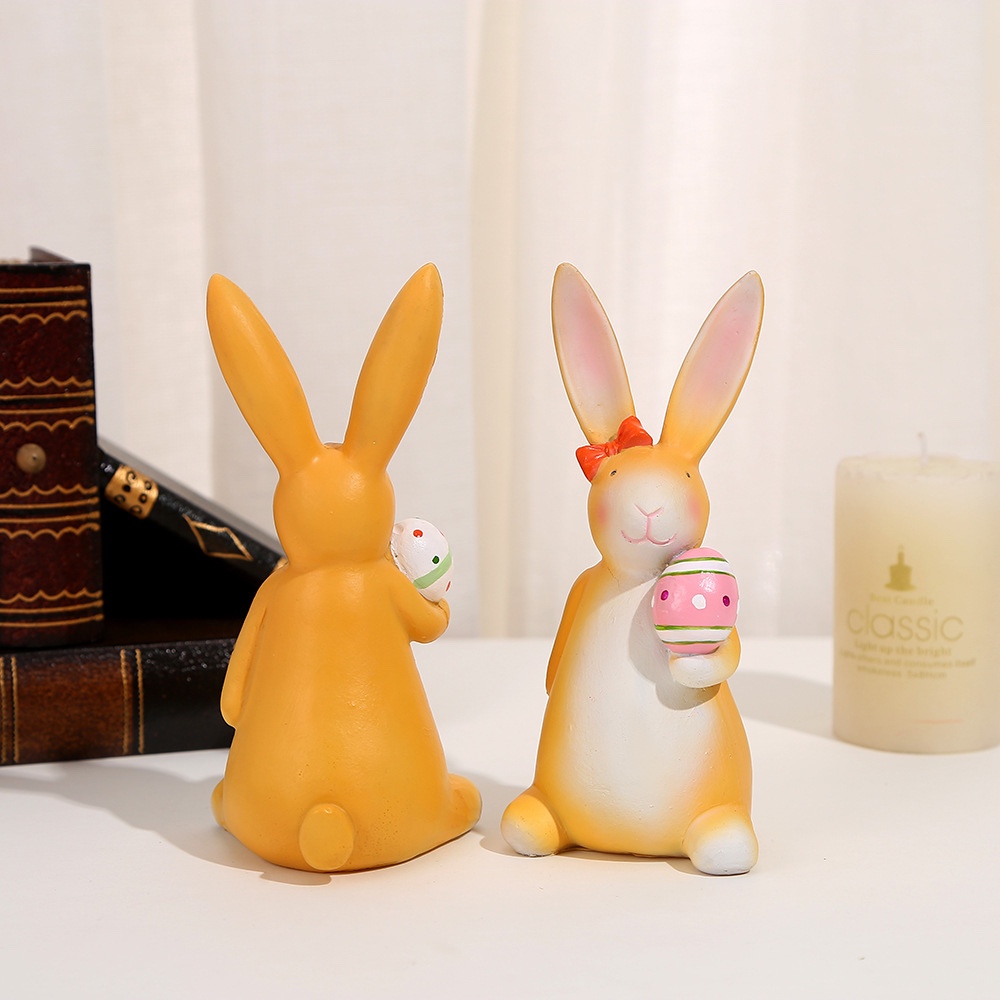 Cross-border European and American style holiday gift decorations, Easter cute rabbit home decorations, resin creative 100 pieces of home furnishings detail image 4