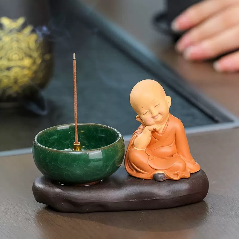 Zen Huineng Little Monk Home decoration items, desktop ornaments, sandalwood incense, incense burner, incense coil, incense stick, incense burner set, incense stick accessories, incense burner, long-lasting fragrance, rich aroma, fragrance products, incense burner, incense burner, incense Specification image