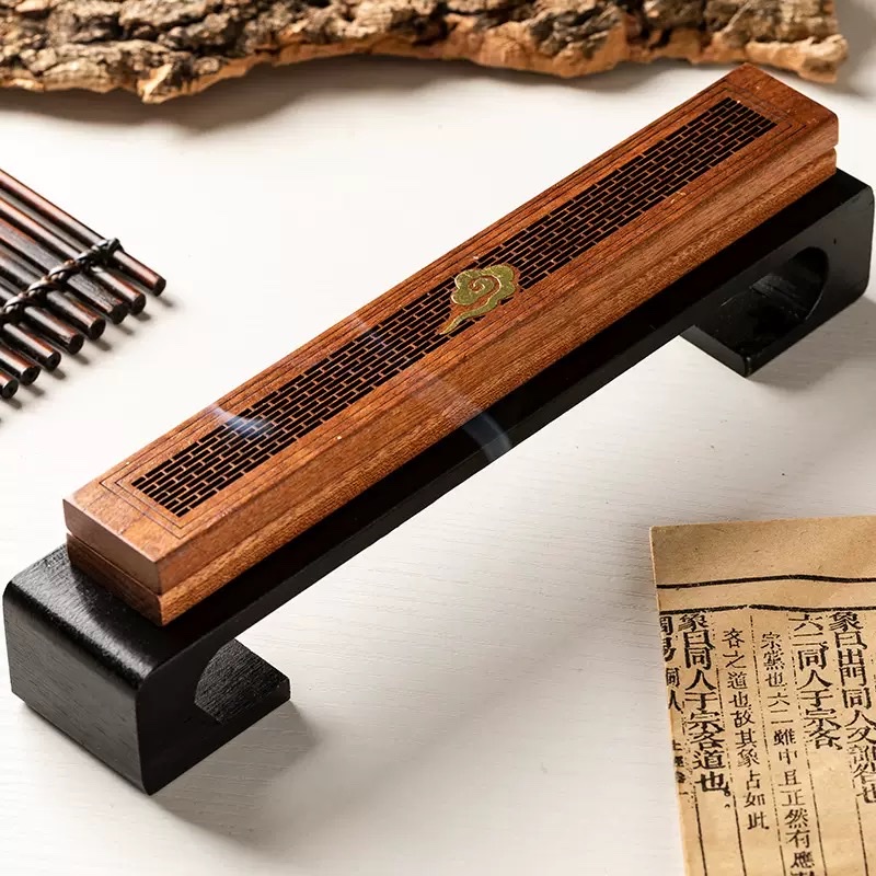 Wooden incense box, incense stick, incense burner set, incense stick accessories, incense burner, incense ceremony supplies, meditation incense burner combination, rosewood horizontal incense box, household indoor sandalwood incense burner, solid wood tea ceremony incense stick, incense burner, agarwood incense burner Application Scenario