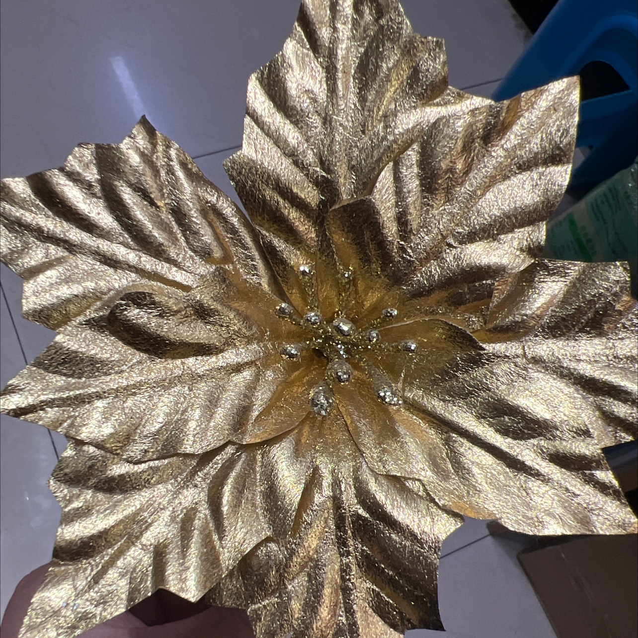 复合布，圣诞花头。圣诞节装饰。仿真花仿真花