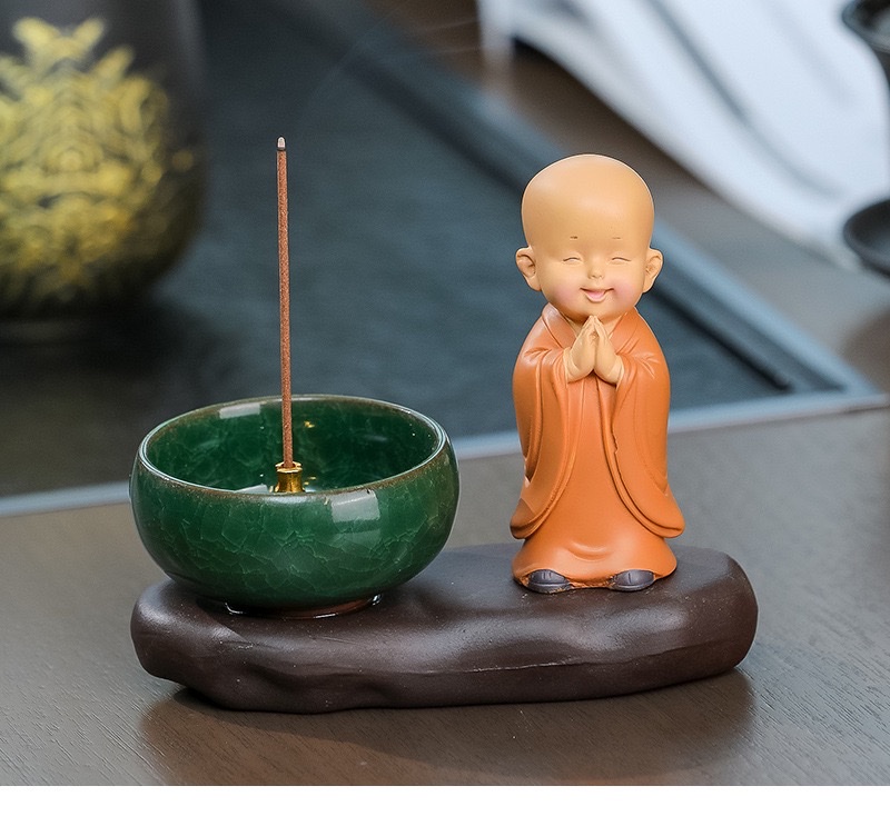 Zen Huineng Little Monk Home decoration items, desktop ornaments, sandalwood incense, incense burner, incense coil, incense stick, incense burner set, incense stick accessories, incense burner, long-lasting fragrance, rich aroma, fragrance products, incense burner, incense burner, incense detail image 9