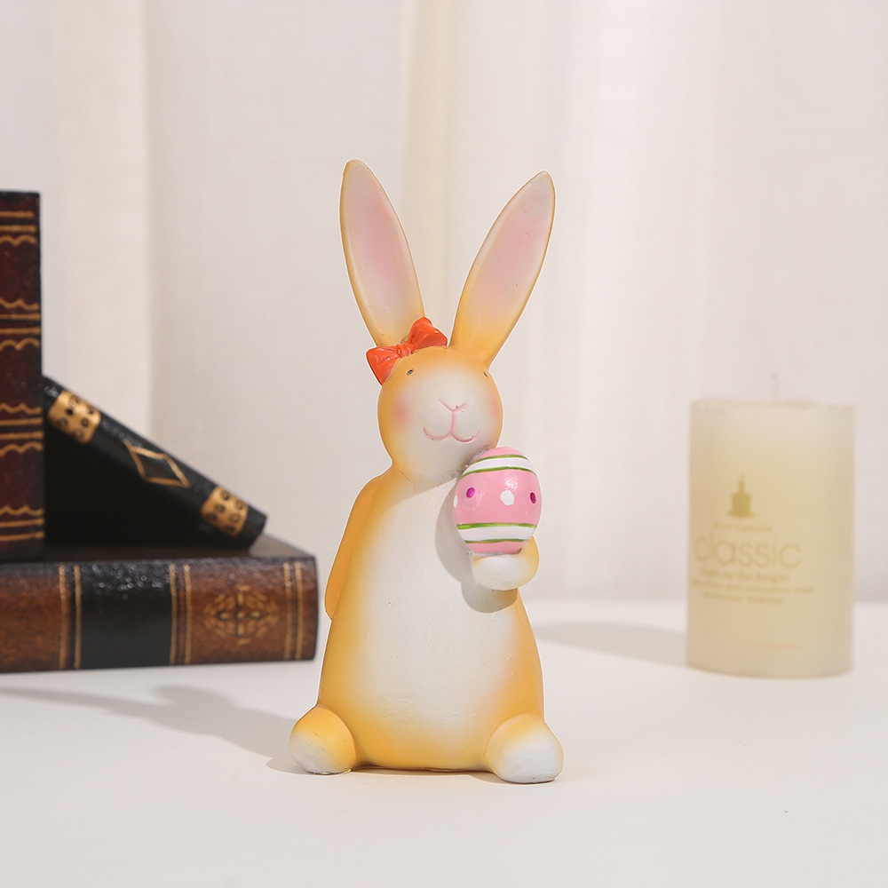 Cross-border European and American style holiday gift decorations, Easter cute rabbit home decorations, resin creative 100 pieces of home furnishings Specification image