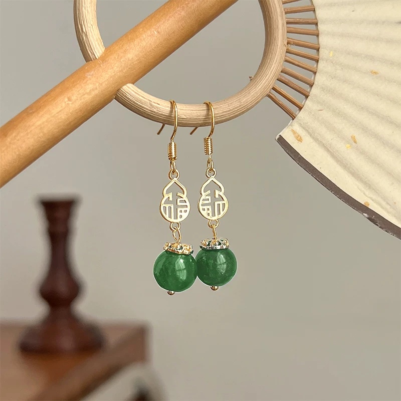 乐歌葫芦红色新中式玛瑙耳坠