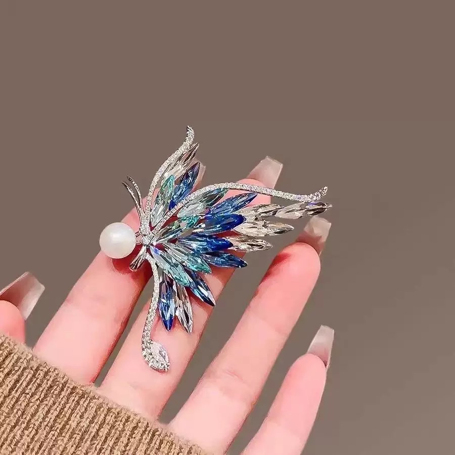 Butterfly cartoon brooches, pins, clothes, accessories, silver and blue coats, sweaters, skirts, evening gowns detail image 5