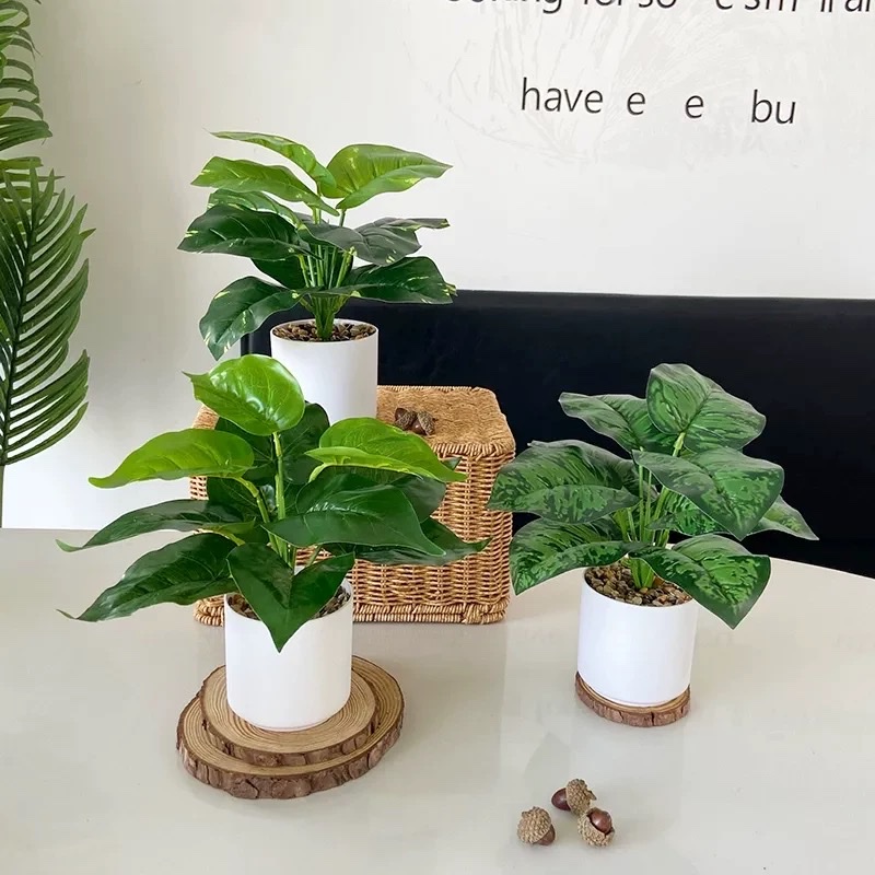 仿真绿植仿真盆景办公桌小盆栽龟背盆栽客厅装饰假花绿萝家居摆件产品图