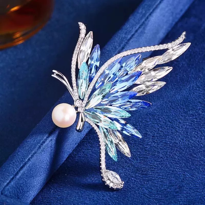 Butterfly cartoon brooches, pins, clothes, accessories, silver and blue coats, sweaters, skirts, evening gowns detail image 4