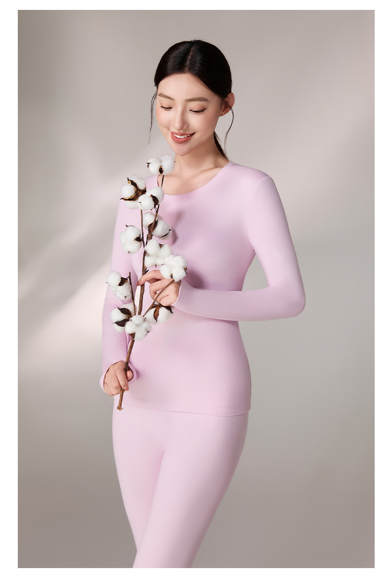 索丽娅50支密度纯棉莱卡拉毛保暖内衣套装秋衣秋裤保暖裤秋季保暖内衣厚款舒适保暖服装详情图12