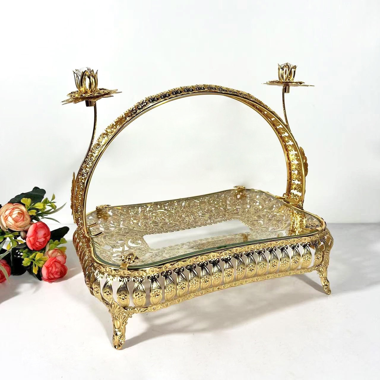 厂家直销跨境欧式果盘中亚玻璃餐具餐桌摆件乌斯别克斯坦装饰品工艺品