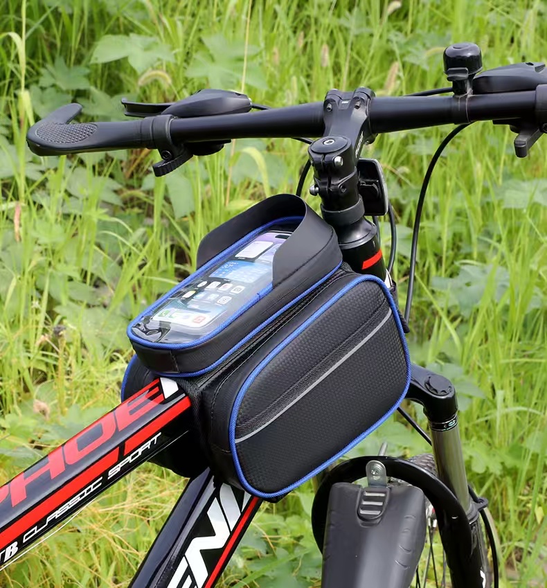 The front beam of the bicycle is wrapped with pu for sunshade, rain protection and storage. The bike is wrapped with mountain bike front, wrapped with hanging and wrapped with cycling equipment details Picture