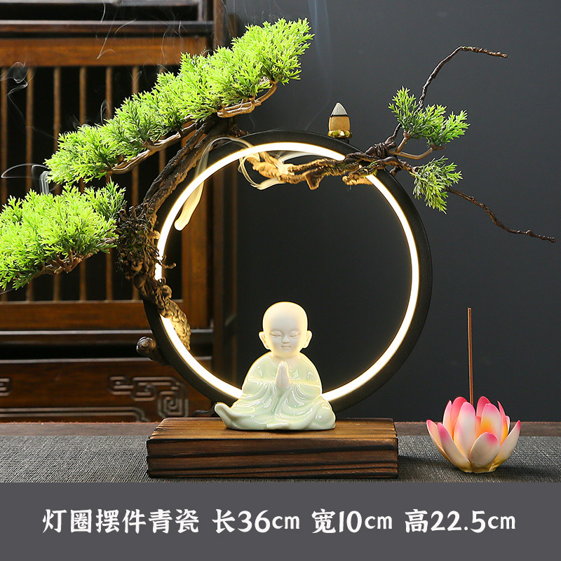 陶瓷摆件大号陶瓷套装创意家居装饰陶瓷花艺摆设工艺品倒流香